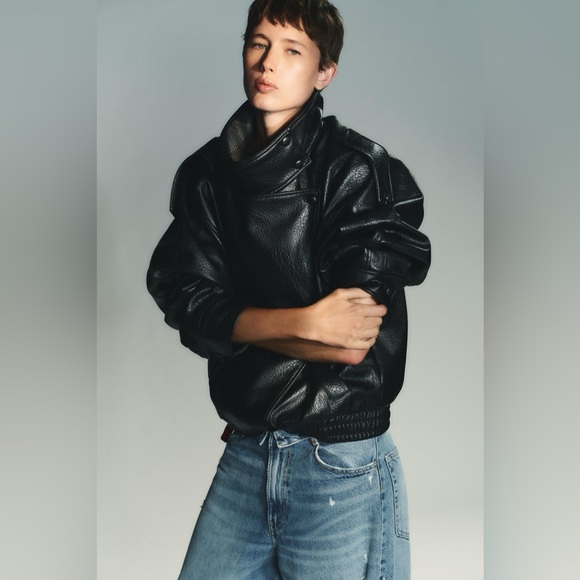 Zara FAUX LEATHER JACKET - Picture 4 of 13